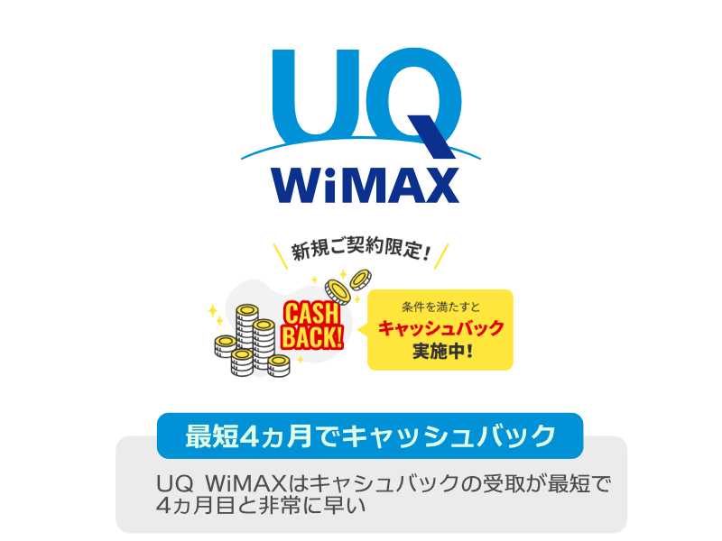 UQ WiMAXはキャッシュバックが早い